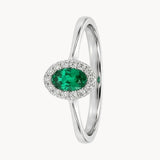 ANILLO ESMERALDA OVAL Y ORLA DE DIAMANTES