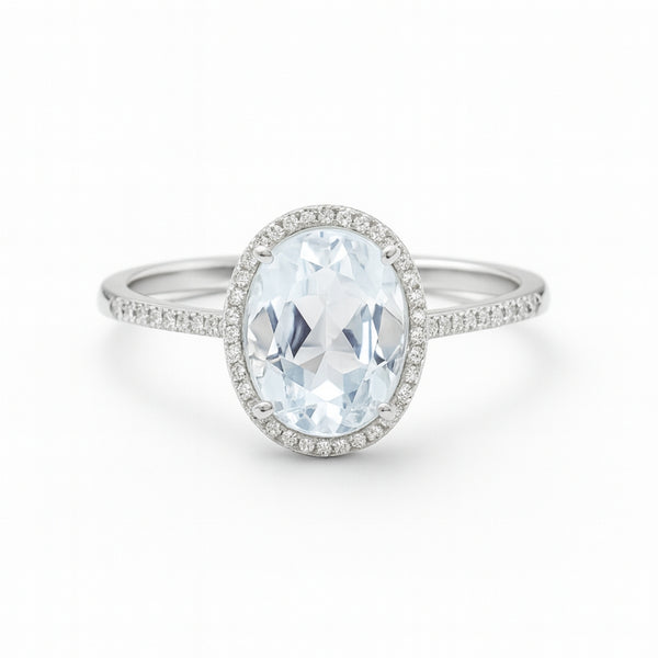 ANILLO AGUAMARINA Y DIAMANTES GAMILA