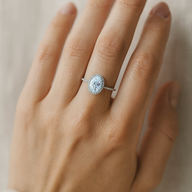 ANILLO AGUAMARINA Y DIAMANTES GAMILA