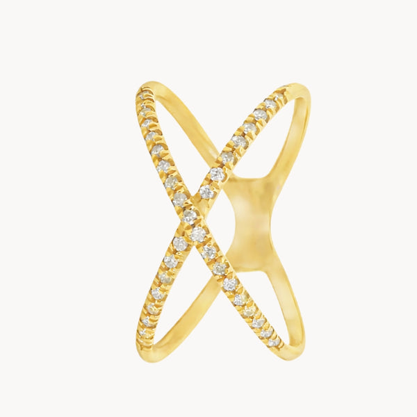 ANILLO DOBLE CRUZADO CON DIAMANTES MIREILLE