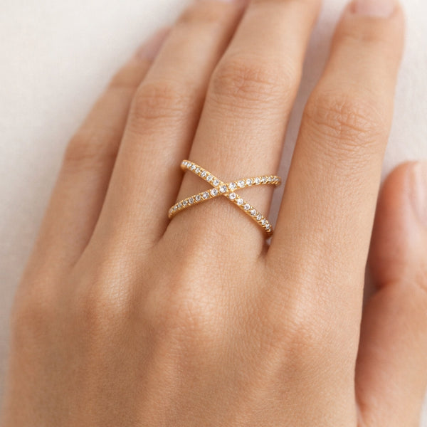 ANILLO DOBLE CRUZADO CON DIAMANTES MIREILLE