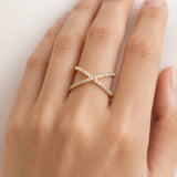 BAGUE DOUBLE CROISÉE AVEC DIAMANTS MIREILLE