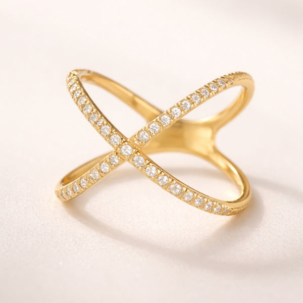 ANILLO DOBLE CRUZADO CON DIAMANTES MIREILLE