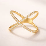 BAGUE DOUBLE CROISÉE AVEC DIAMANTS MIREILLE