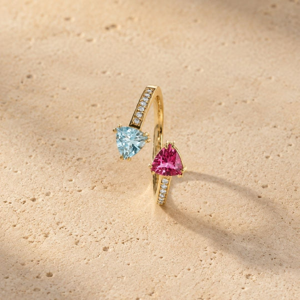 ANILLO ABIERTO TOPACIOS CON DIAMANTES