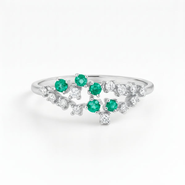 ANILLO ESMERALDAS Y DIAMANTES JAIDA