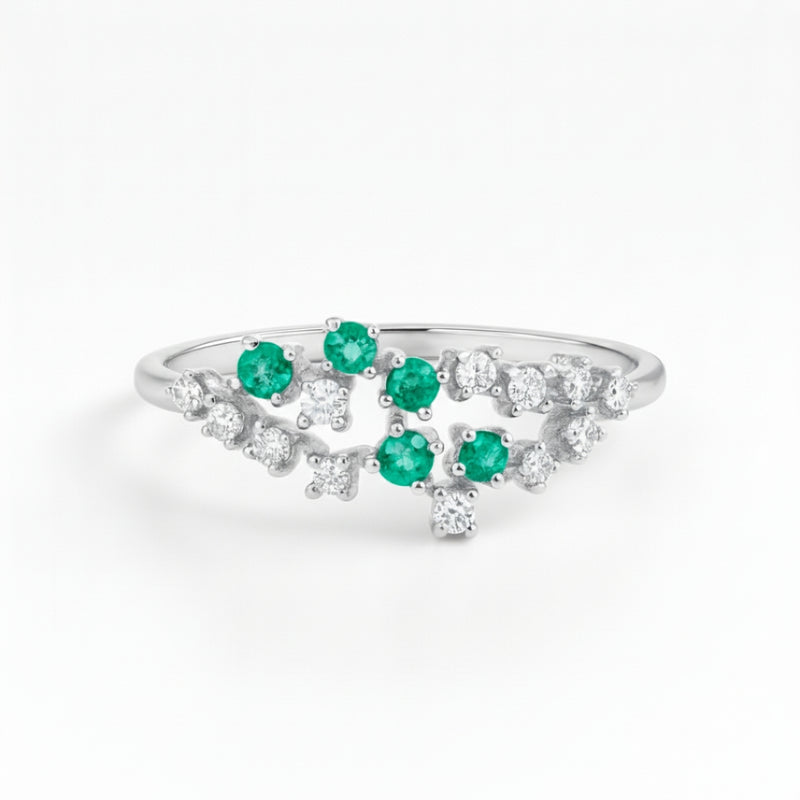 ANILLO ESMERALDAS Y DIAMANTES JAIDA