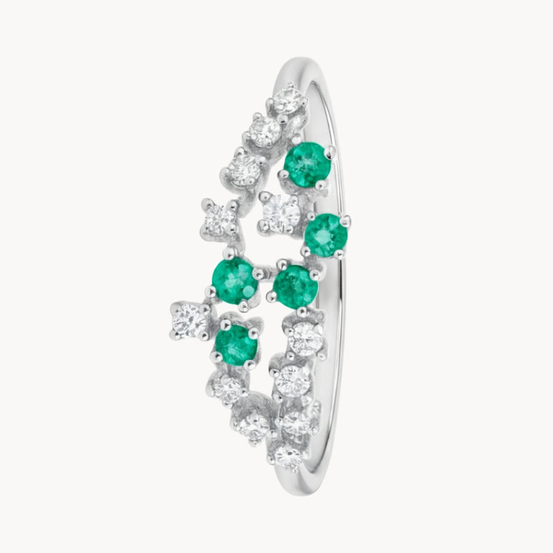 ANILLO ESMERALDAS Y DIAMANTES JAIDA