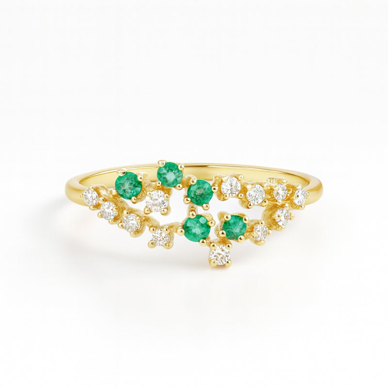 ANILLO ESMERALDAS Y DIAMANTES JAIDA