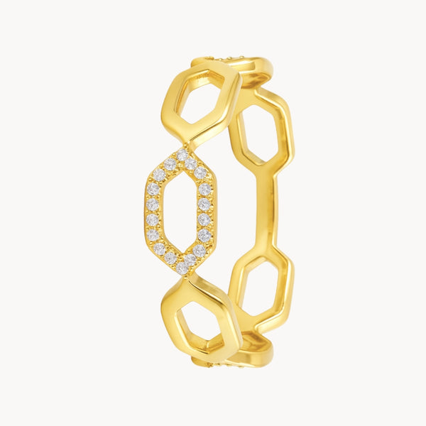 ANILLO HEXAGONOS CON DIAMANTES MABYN