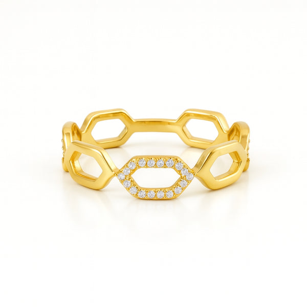 ANILLO HEXAGONOS CON DIAMANTES MABYN