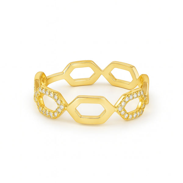 ANILLO HEXAGONOS CON DIAMANTES MABYN