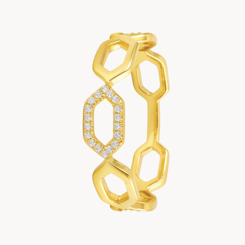 ANILLO HEXAGONOS CON DIAMANTES MABYN