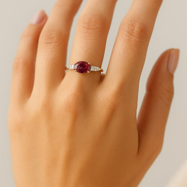 ANILLO RUBI Y DIAMANTES AISHA