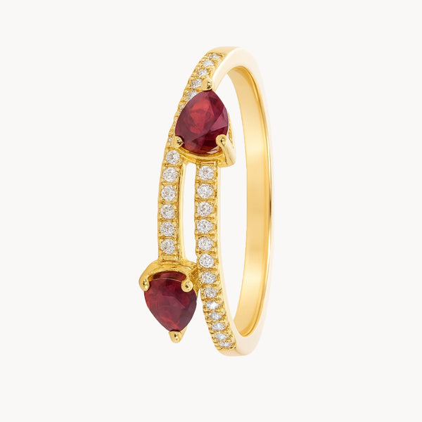 ANILLO CRUZADO RUBIES Y DIAMANTES TILDA