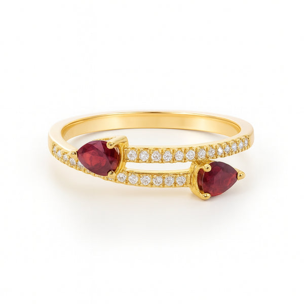ANILLO CRUZADO RUBIES Y DIAMANTES TILDA
