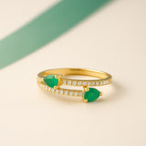 ANILLO ESMERALDAS Y DIAMANTES ROSELLA