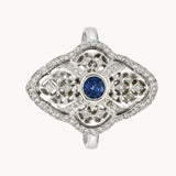 ANILLO VINTAGE CALADO ZAFIRO Y DIAMANTES