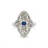 ANILLO VINTAGE CALADO ZAFIRO Y DIAMANTES