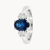 ANILLO TRILOGY ZAFIRO Y DIAMANTES OVALADOS