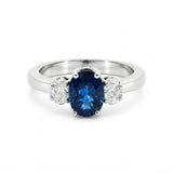 ANILLO TRILOGY ZAFIRO Y DIAMANTES OVALADOS