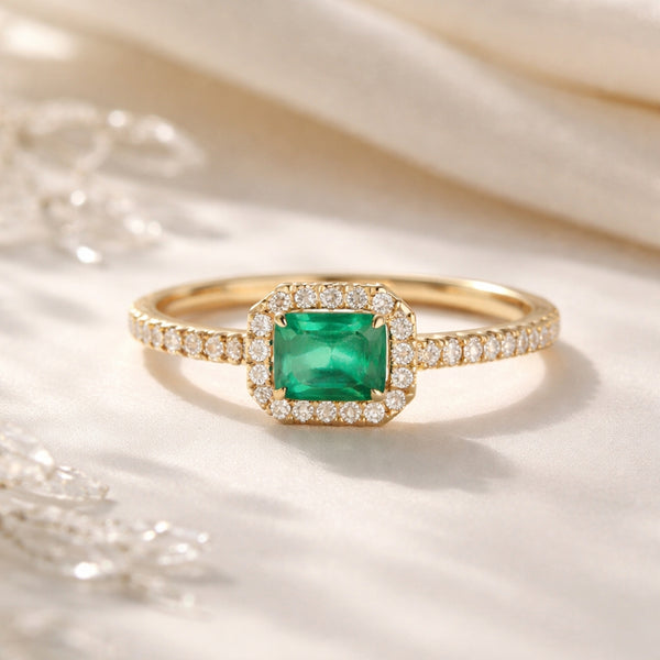 ANILLO ESMERALDA Y DIAMANTES MACIE