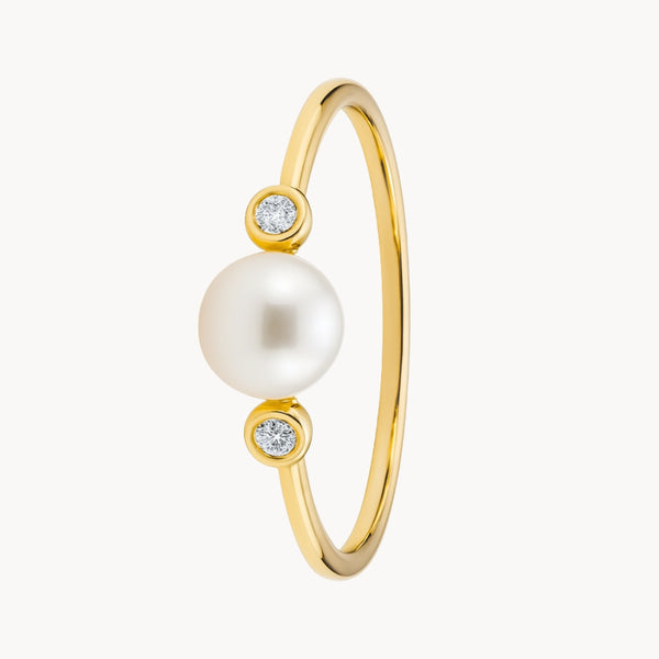 ANILLO DIAMANTES Y PERLA AUDREY