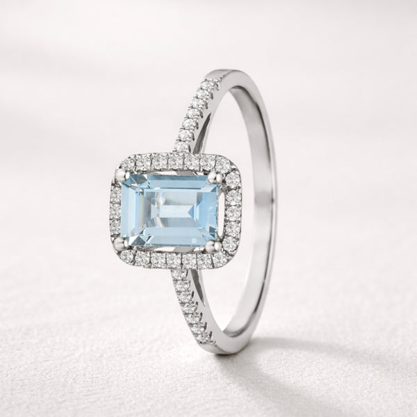 ANILLO CON AGUAMARINA Y DIAMANTES KATIE