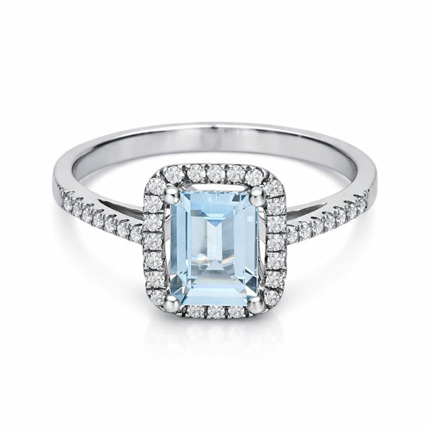 ANILLO CON AGUAMARINA Y DIAMANTES KATIE