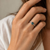 ANILLO CUARZO AZUL CUSHION CON DIAMANTES