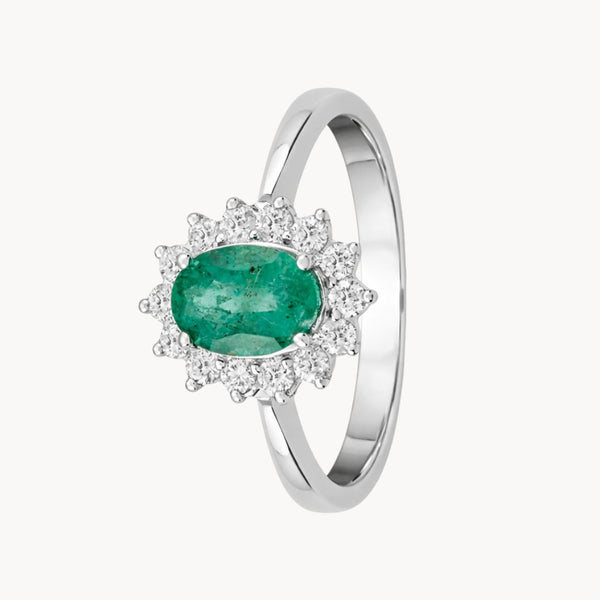 DIANE EMERALD AND DIAMOND RING
