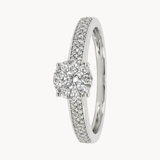 ANILLO ROSETON DE DIAMANTES CON PAVE