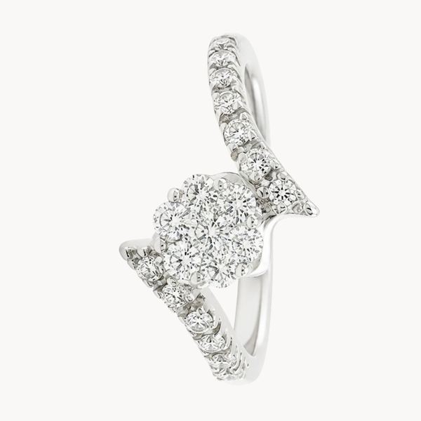 CROSSOVER DIAMOND FLOWER RING