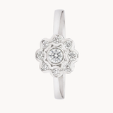 ANEL DE FLOR ONDULADA COM DIAMANTES