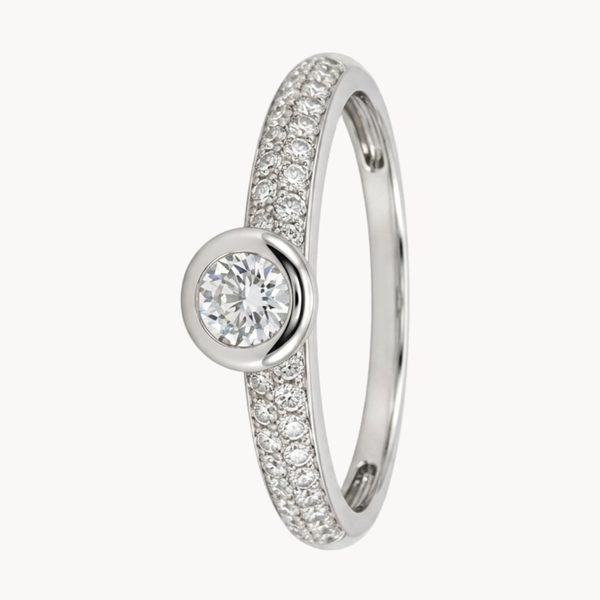 DIAMOND BEZEL-SET RING WITH PAVÉ