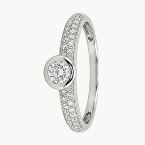 ANILLO DIAMANTE EN BISEL CON PAVE