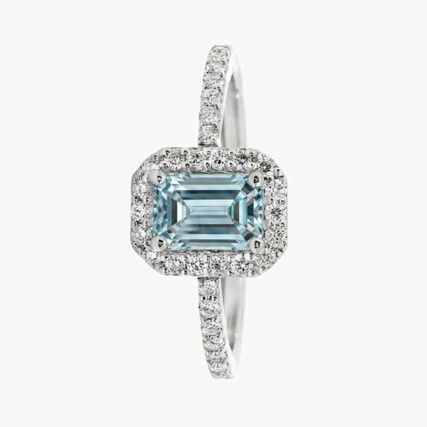 ANILLO ART DECO AGUAMARINA CON DIAMANTES