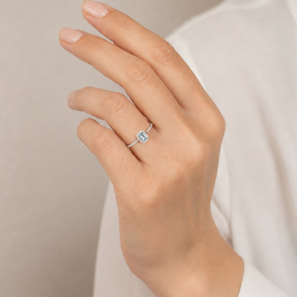 ANILLO ART DECO AGUAMARINA CON DIAMANTES