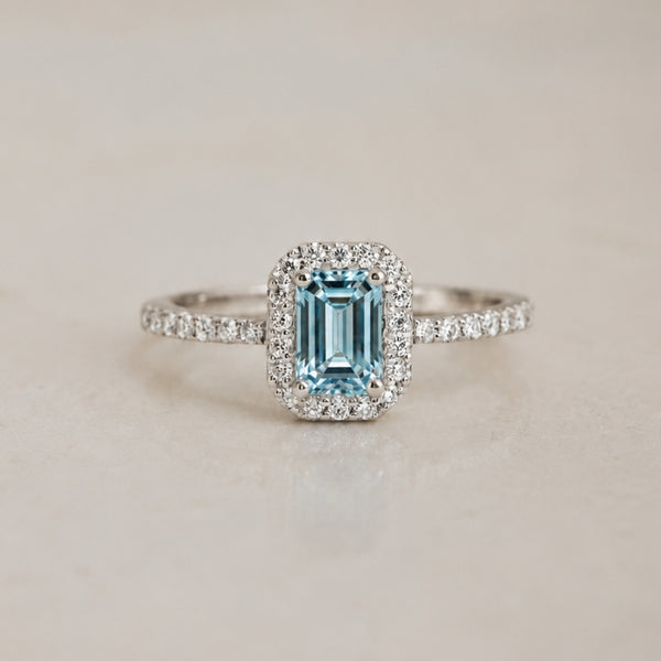 ANILLO ART DECO AGUAMARINA CON DIAMANTES