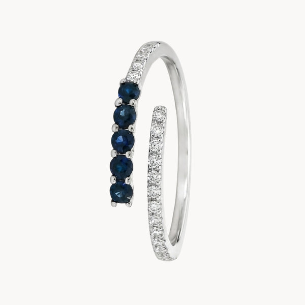ANILLO ABIERTO CON ZAFIROS Y DIAMANTES