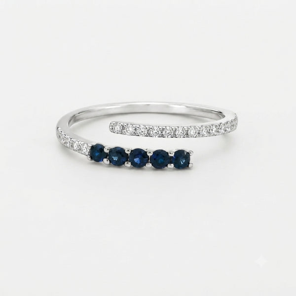 ANILLO ABIERTO CON ZAFIROS Y DIAMANTES