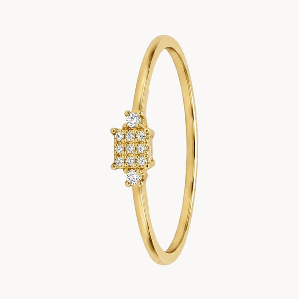 SQUARE RING WITH PAVÉ-SET DIAMONDS