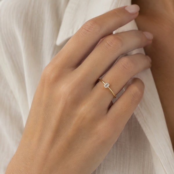 SOLITAIRE RING WITH 0.15-CARAT RADIANT-CUT DIAMOND