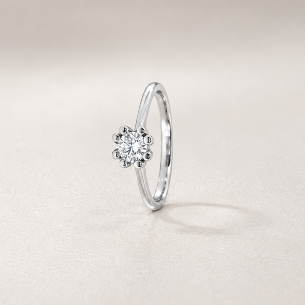 ANILLO SOLITARIO DIAMANTE CON GARRAS DE BOLA