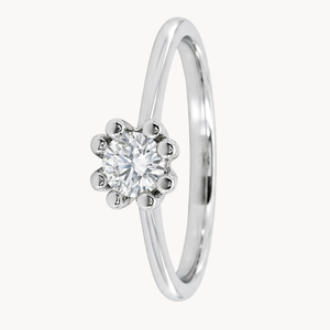ANEL SOLITÁRIO DE DIAMANTE COM GARRAS DE BOLA
