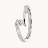 ANILLO SOLITARIO CRUZADO CON DIAMANTE 0.10 QUILATES EN SUSPENSION