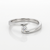 ANILLO SOLITARIO CRUZADO CON DIAMANTE 0.10 QUILATES EN SUSPENSION