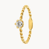 ANILLO SOLITARIO TRENZADO CON DIAMANTE 0.20 QUILATES
