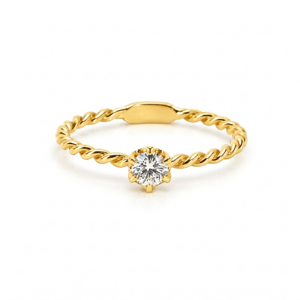 ANILLO SOLITARIO TRENZADO CON DIAMANTE 0.20 QUILATES