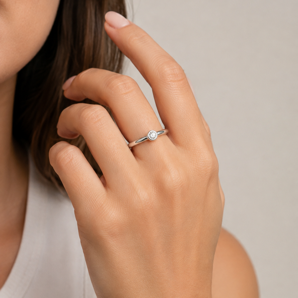 BEZEL-SET DIAMOND SOLITAIRE RING